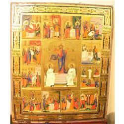 RUSSIAN ICON "THE RESURRECTION WITH FEASTS" #1979280