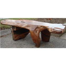 PRIMITIVE TEAK ROOT RUSTIC GEMBOL BENCH TABLE #1979309