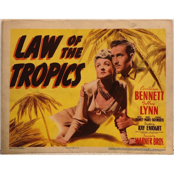Law of the Tropics Original 1941 Vintage Lobby Card