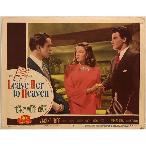 Leave Her to Heaven Original 1952R Vintage Lobby Card