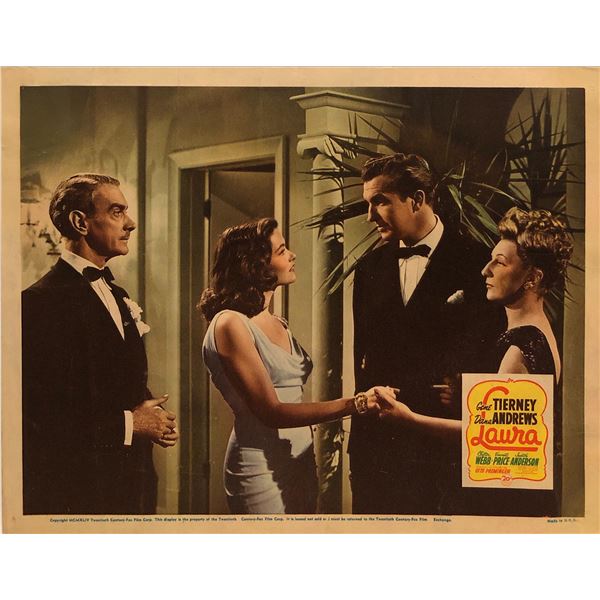 Laura Original 1944 Vintage Lobby Card