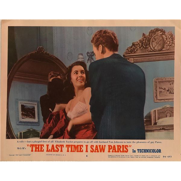 The Last Time I Saw Paris Original 1954 Vintage Lobby Card