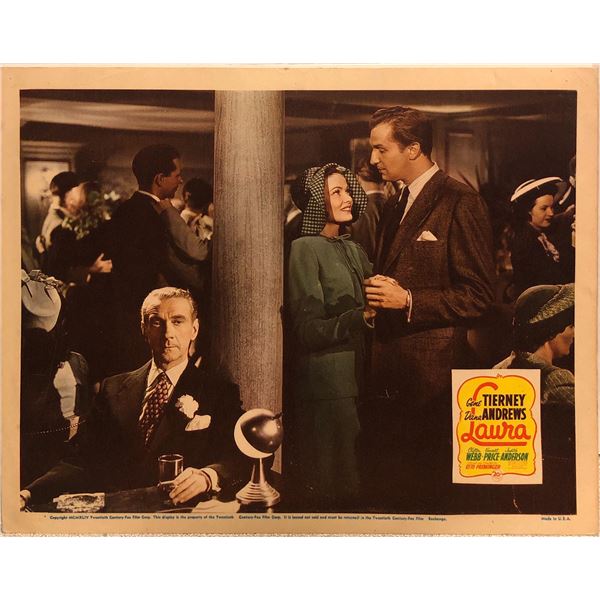 Laura Original 1944 Vintage Lobby Card