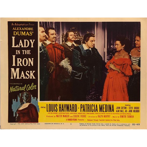 Lady in the Iron Mask Original 1952 Vintage Lobby Card