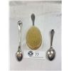 Image 2 : Silver Baby Hair Bursh and 2 Spoons