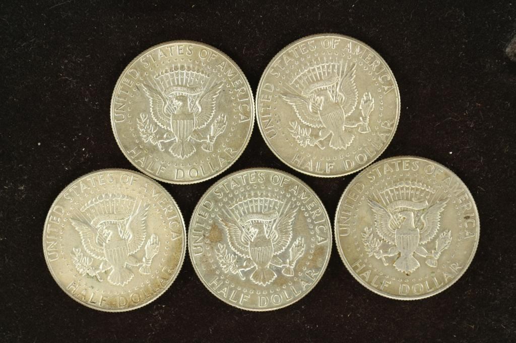 5 ASSORTED 19651968 40 SILVER JFK HALVES