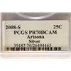 Image 3 : 2008-S SILVER ARIZONA QUARTER PCGS PR70 DCAM