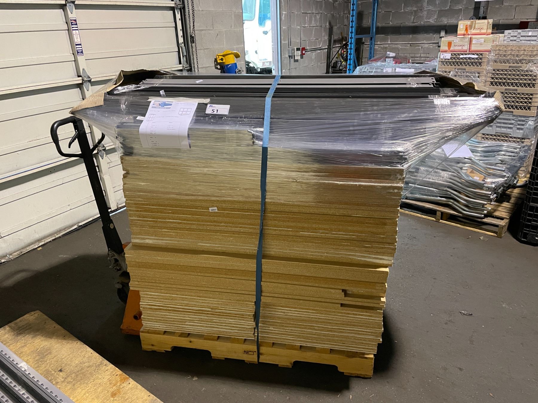 PALLETS OF GREY ULINE ADJUSTABLE METAL / WOOD RACKING SYSTEMS