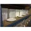 Image 2 : 7 BINS OF COMMERCIAL 10.5" WHITE AND SILVER DETAILED DINING PLATES