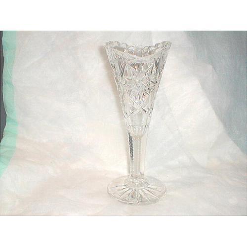 VINTAGE CUT GLASS TRUMPET VASE 1976404