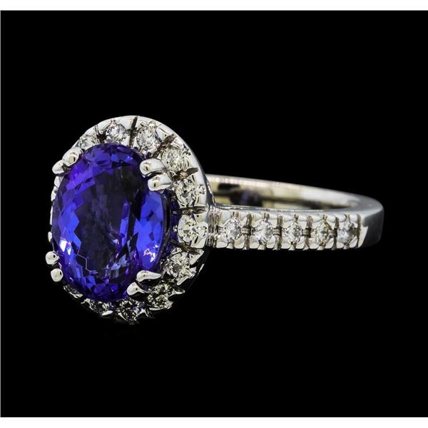 2.91 ctw Tanzanite and Diamond Ring - 14KT White Gold