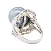Image 3 : 0.35 ctw Pearl and Diamond Ring - 14KT White Gold