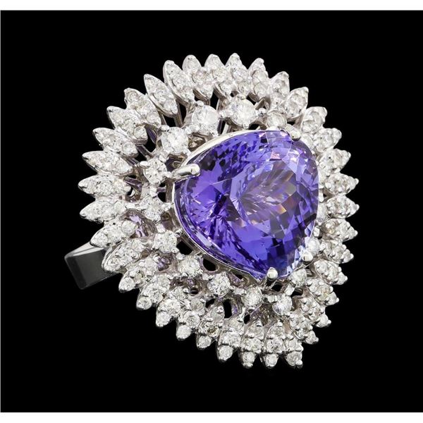 10.46 ctw Tanzanite and Diamond Ring - 14KT White Gold