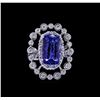 Image 2 : 5.87 ctw Tanzanite and Diamond Ring - 14KT White Gold