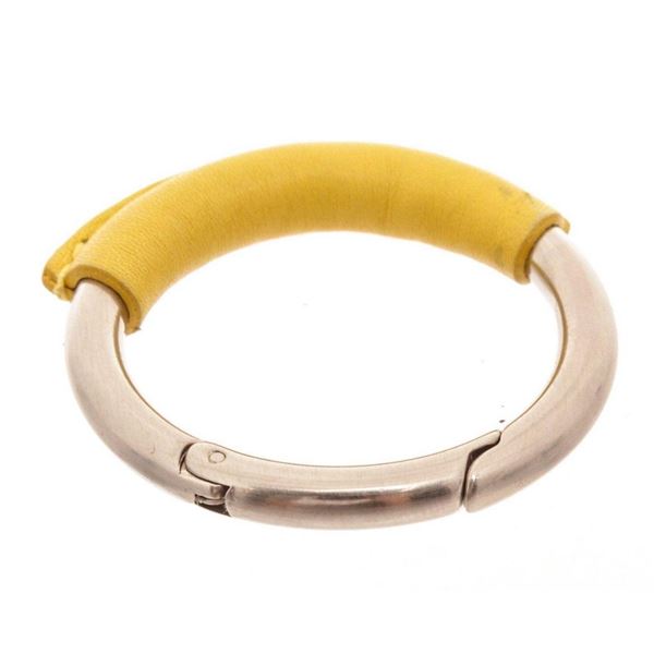 Salvatore Ferragamo Silver Yellow Key Ring