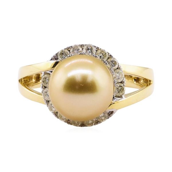 South Sea Pearl and Diamond Ring - 18KT Yellow Gold