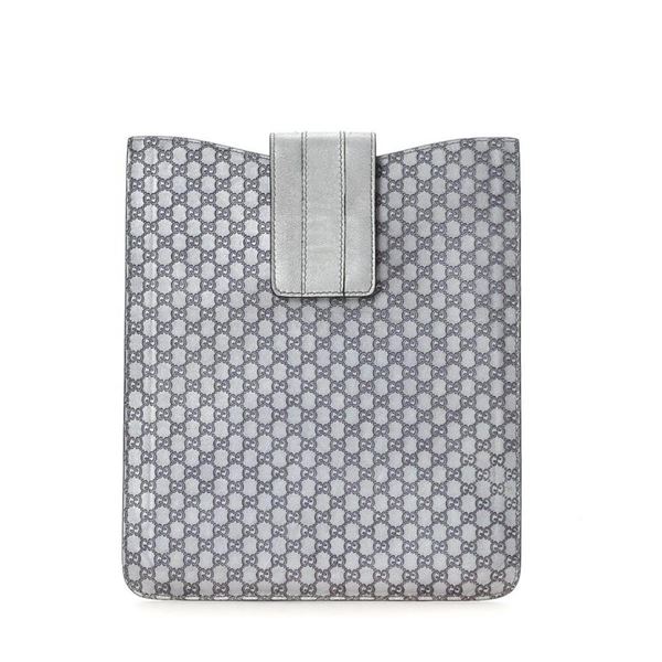 Gucci Silver Leather Microguccissima iPad Case