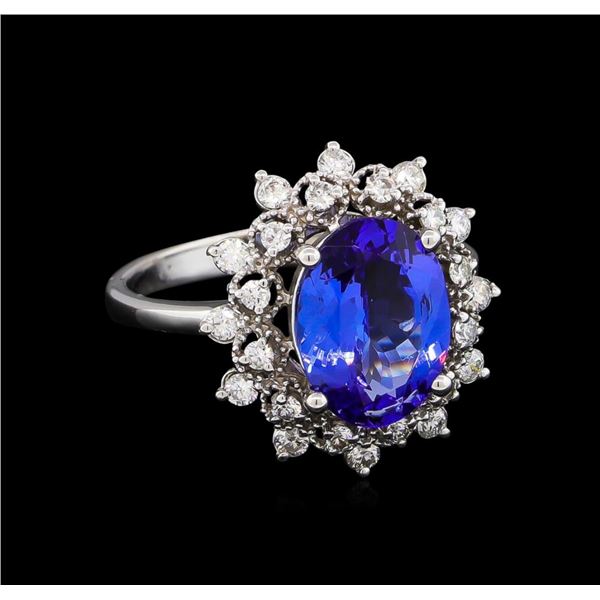 3.08 ctw Tanzanite and Diamond Ring - 14KT White Gold