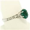 Image 7 : 14k White Gold 1.38 ctw Prong Set Oval Cut Emerald Filigree Solitaire Ring