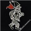 Image 4 : Vintage 18kt White Gold Diamond Black Onyx and Coral Clown Brooch Pin