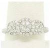 Image 3 : 14k Solid White Gold VS F 1.25Ctw 3 Round Cluster Diamond Ring Band