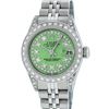 Image 1 : Rolex Ladies Stainless Steel Quickset Green Diamond Lugs Jubilee Datejust Wristw