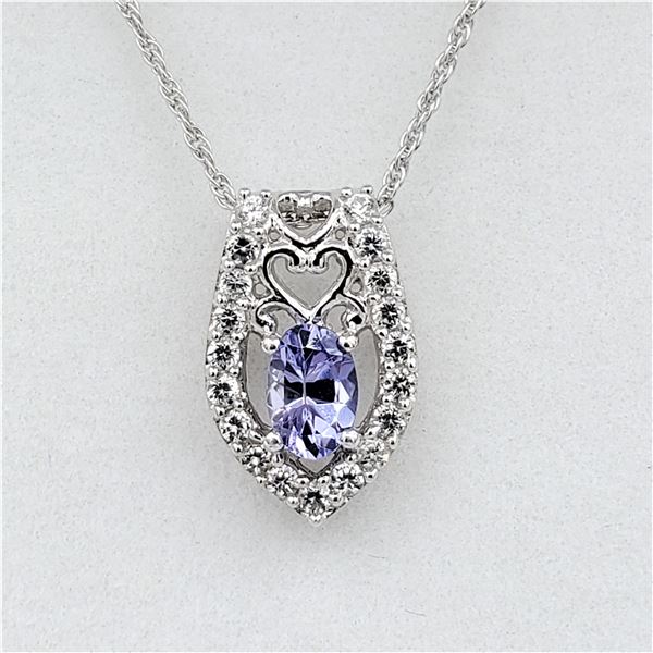 Sterling Silver Genuine Tanzanite & White Sapphire Pendant