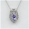 Image 1 : Sterling Silver Genuine Tanzanite & White Sapphire Pendant