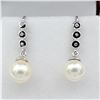 Image 1 : Sterling Silver Genuine Shell Pearl & Cubic Zirconia Earrings