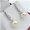 Image 3 : Sterling Silver Genuine Shell Pearl & Cubic Zirconia Earrings