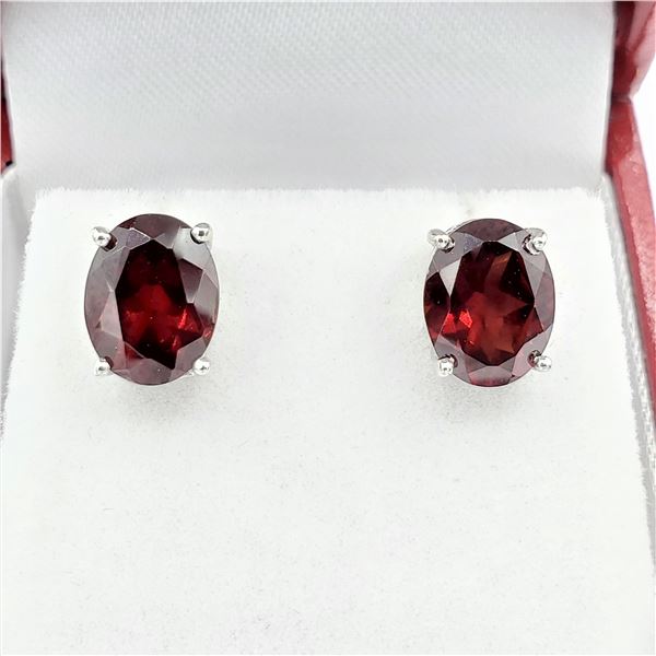 Sterling Silver Genuine Garnet Earrings