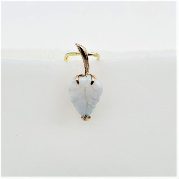 Rose Gold Genuine Opal Leaf Pendant