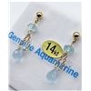 Image 3 : Yellow Gold Genuine Aquamarine Briolette Earrings