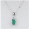 Image 1 : Sterling Silver Genuine Emerald & Cubic Zirconia Pendant