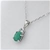 Image 2 : Sterling Silver Genuine Emerald & Cubic Zirconia Pendant