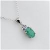 Image 3 : Sterling Silver Genuine Emerald & Cubic Zirconia Pendant