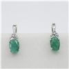 Image 1 : Sterling Silver Genuine Emerald & Cubic Zirconia Earrings