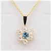 Image 1 : Yellow Gold Genuine Blue Topaz & Cubic Zirconia Pendant