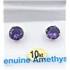 Image 1 : White Gold Genuine Amethyst Stud Earrings
