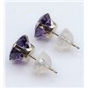Image 3 : White Gold Genuine Amethyst Stud Earrings
