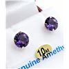 Image 4 : White Gold Genuine Amethyst Stud Earrings