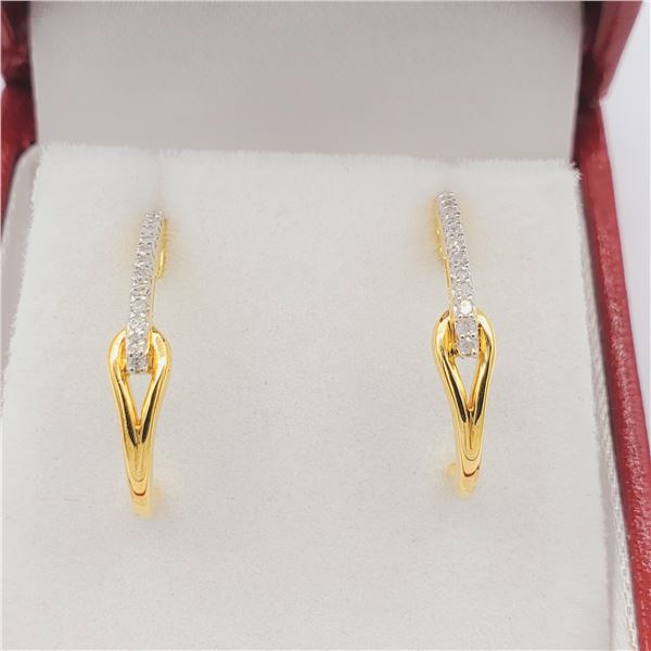 Sterling Silver Gold Tone Diamond Earrings