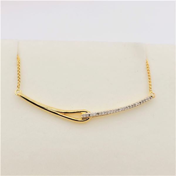 Sterling Silver Gold Tone Diamond Bar Necklace