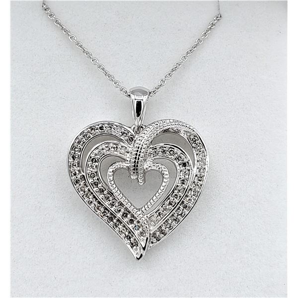 Sterling Silver Diamond Heart Pendant