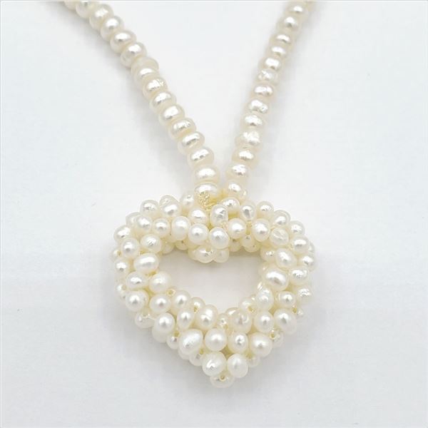 Brass Genuine Freshwater Pearl Heart Necklace