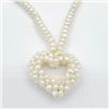 Image 1 : Brass Genuine Freshwater Pearl Heart Necklace