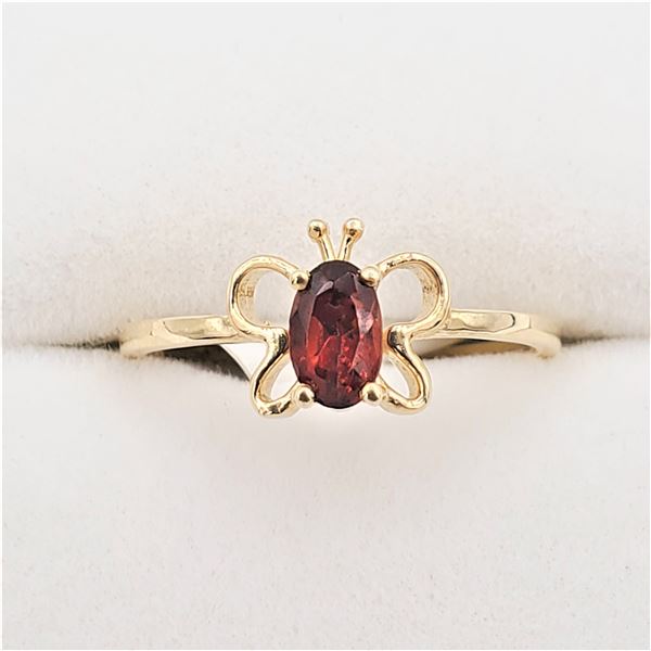 Yellow Gold Genuine Garnet Butterfly Baby Ring