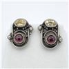 Image 1 : Sterling Silver Genuine Garnet & Citrine Earrings