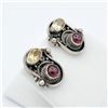 Image 3 : Sterling Silver Genuine Garnet & Citrine Earrings