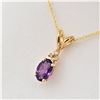 Image 3 : Yellow Gold Genuine Amethyst & Diamond Pendant